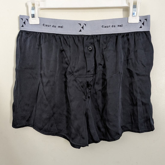 Fleur Du Mal Unisex Washable Silk Boxers in Black, Size Medium - Picture 6 of 11